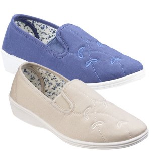 Bessie Twin Gusset Canvas Slip On Shoe