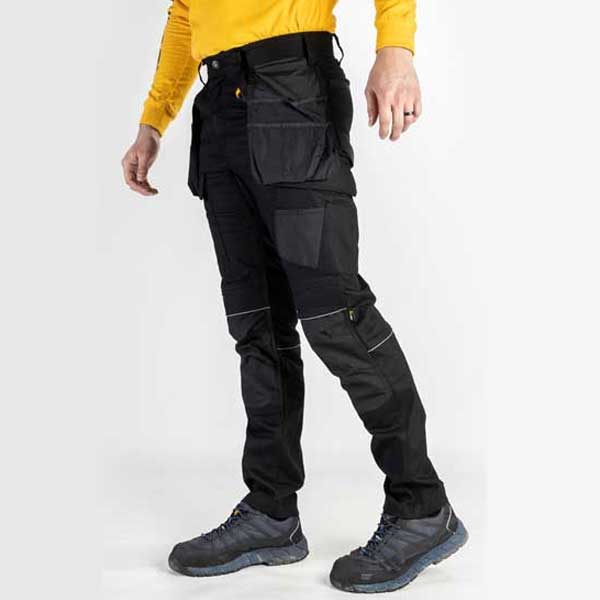 Black Stretch Pocket Work Trousers Featuring Tool Storage