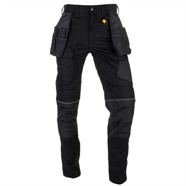 Black Stretch Pocket Work Trousers Featuring Tool Storage