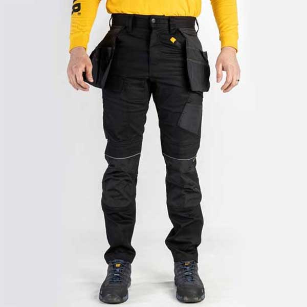 Black Stretch Pocket Work Trousers Featuring Tool Storage