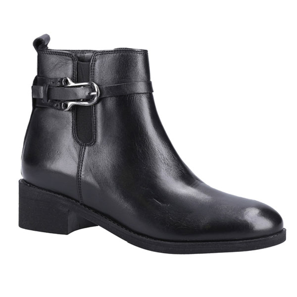 Emily Polished Leather Boots with Buckle