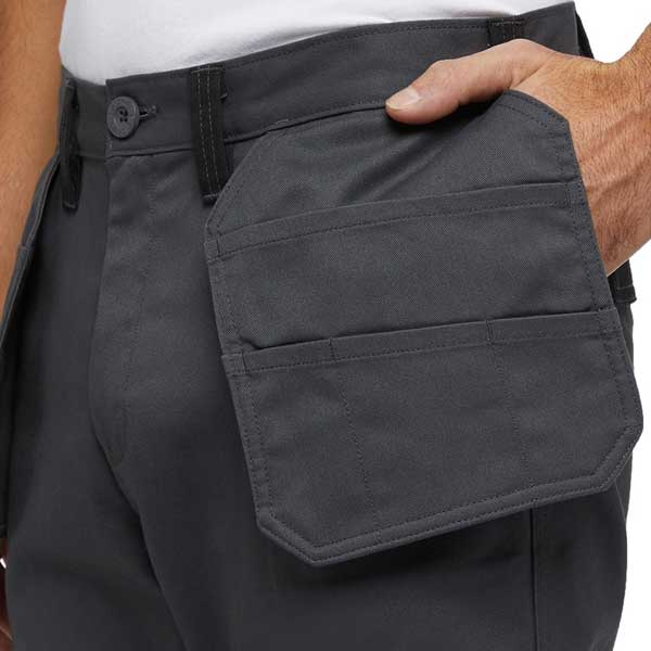 Regular Fit Everyday Holster Pocket Trousers in Charcoal Black