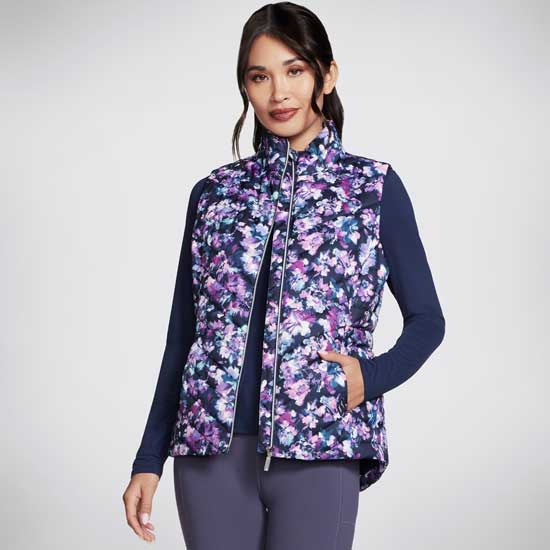 Go Shield Zip Up Floral Vest Women