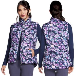 Go Shield Zip Up Floral Vest Women