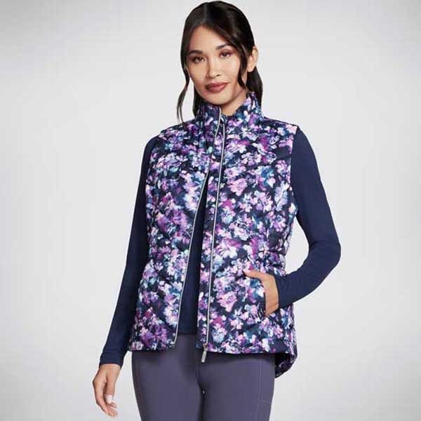 Go Shield Zip Up Floral Vest Women