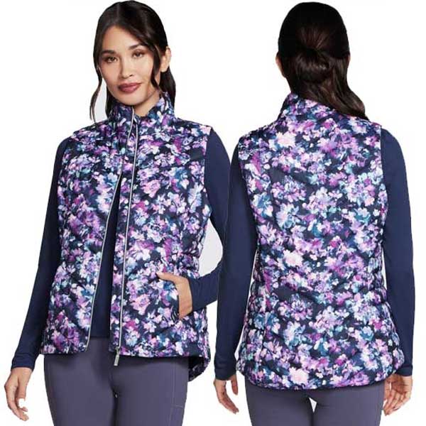 Go Shield Zip Up Floral Vest Women