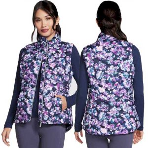 Go Shield Zip Up Floral Vest Women
