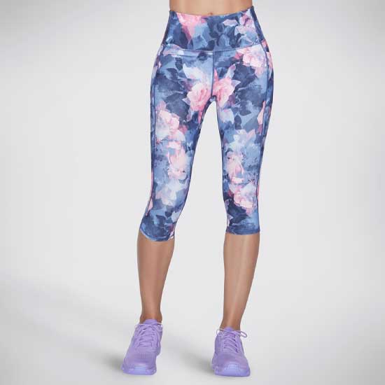 High-Waisted Summer Rose Capri Leggings with GO FLEX Fabric