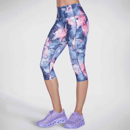 High-Waisted Summer Rose Capri Leggings with GO FLEX Fabric