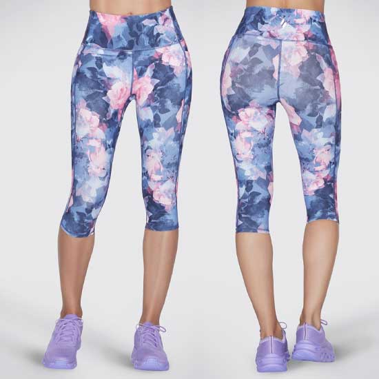 High-Waisted Summer Rose Capri Leggings with GO FLEX Fabric