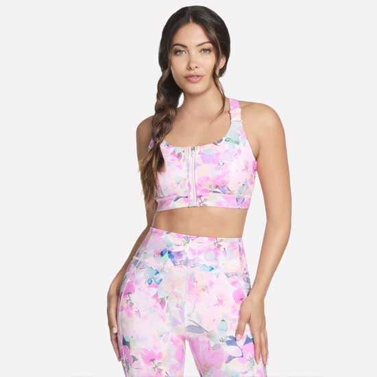 GoWalk Seascape Floral Print Zip Front Bra