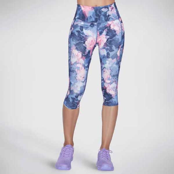 High-Waisted Summer Rose Capri Leggings with GO FLEX Fabric
