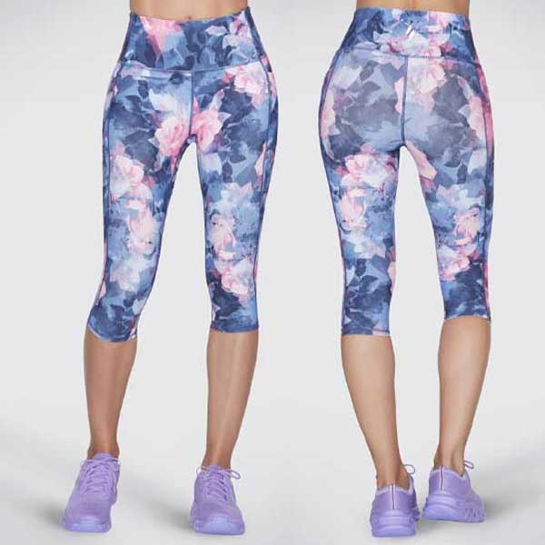 High-Waisted Summer Rose Capri Leggings with GO FLEX Fabric