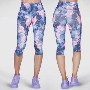 High-Waisted Summer Rose Capri Leggings with GO FLEX Fabric