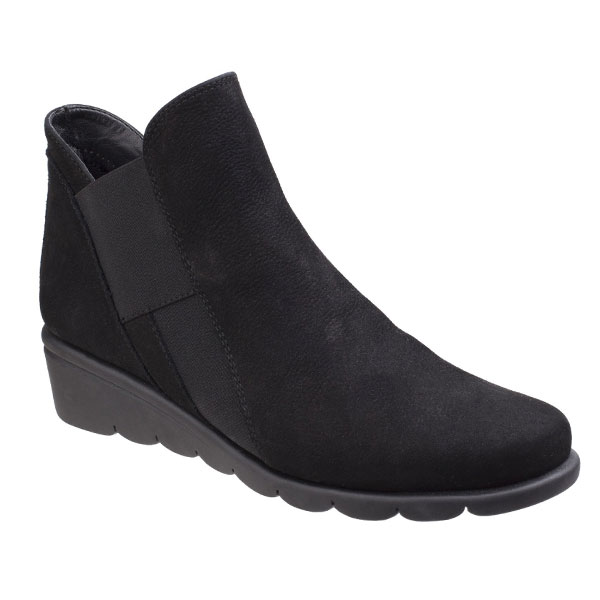 Jump Black Comfort Ankle Boot With Elastic Sides