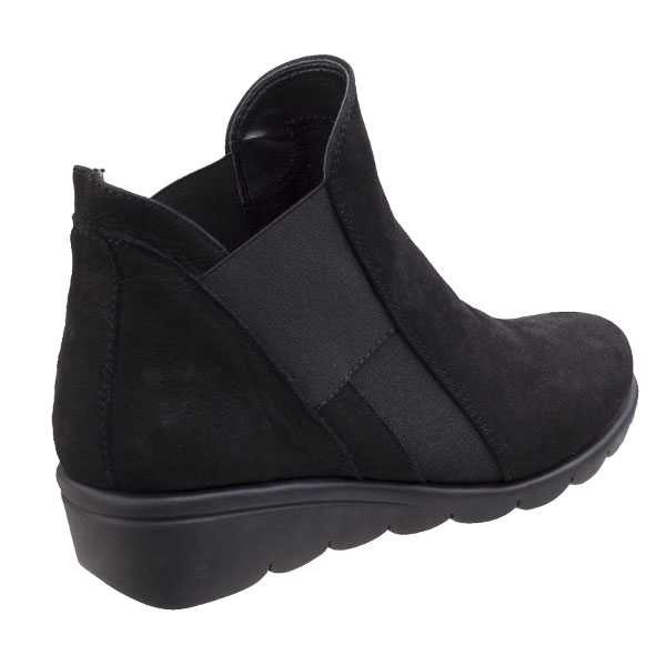 Jump Black Comfort Ankle Boot With Elastic Sides