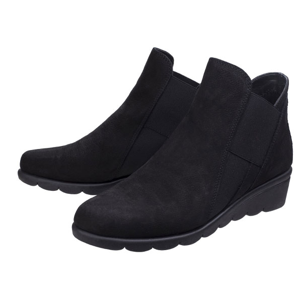 Jump Black Comfort Ankle Boot With Elastic Sides