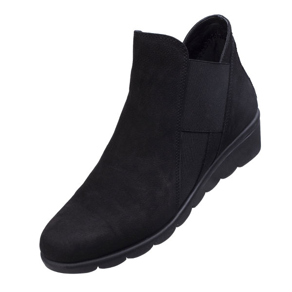 Jump Black Comfort Ankle Boot With Elastic Sides