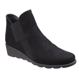Jump Black Comfort Ankle Boot With Elastic Sides