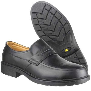 Men's Black FS46 Mocc Toe S1P Src Safety Slip On Shoe
