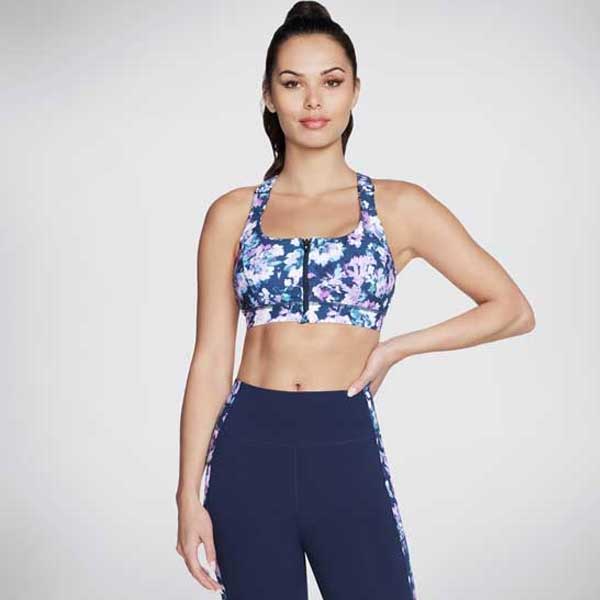 Misty Floral Print Zip Front Sports Bra