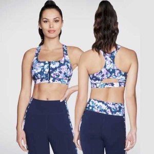 Misty Floral Print Zip Front Sports Bra