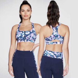 Misty Floral Print Zip Front Sports Bra