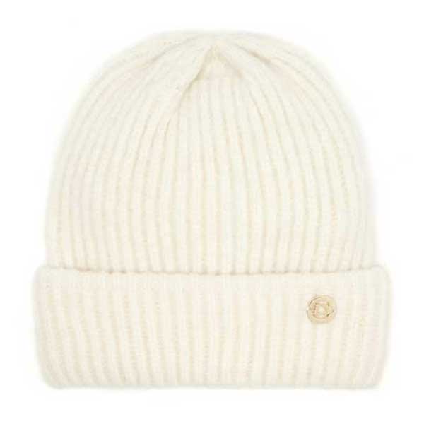 Soft Gray Wool Beanie with Fold-Up Cuff