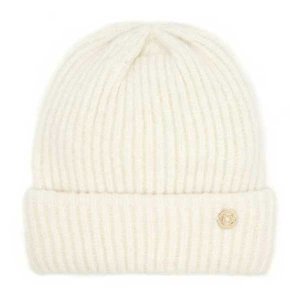 Soft Gray Wool Beanie with Fold-Up Cuff