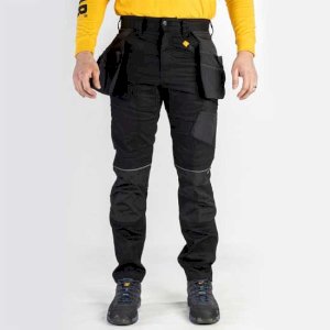 Black Stretch Pocket Work Trousers Featuring Tool Storage